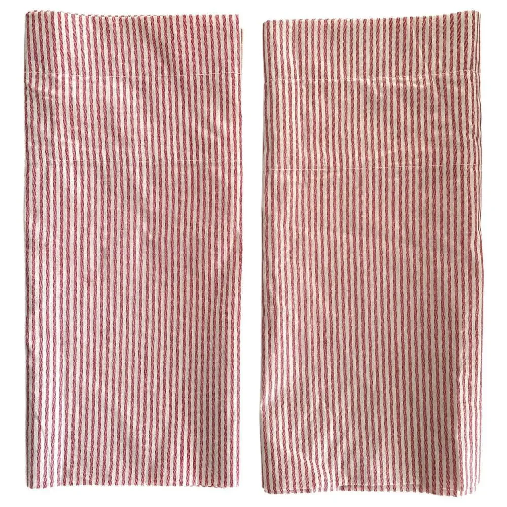 Red and White Striped Linen Valance Set of 2 60